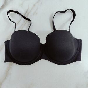 Auden Black Mesh Lightly Lined Strapless Bra, Sz 38D
